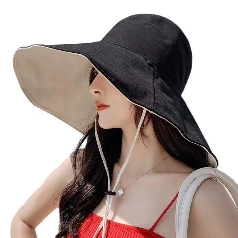 Double-Sided UPF Wide Brim Sun Hat for Women