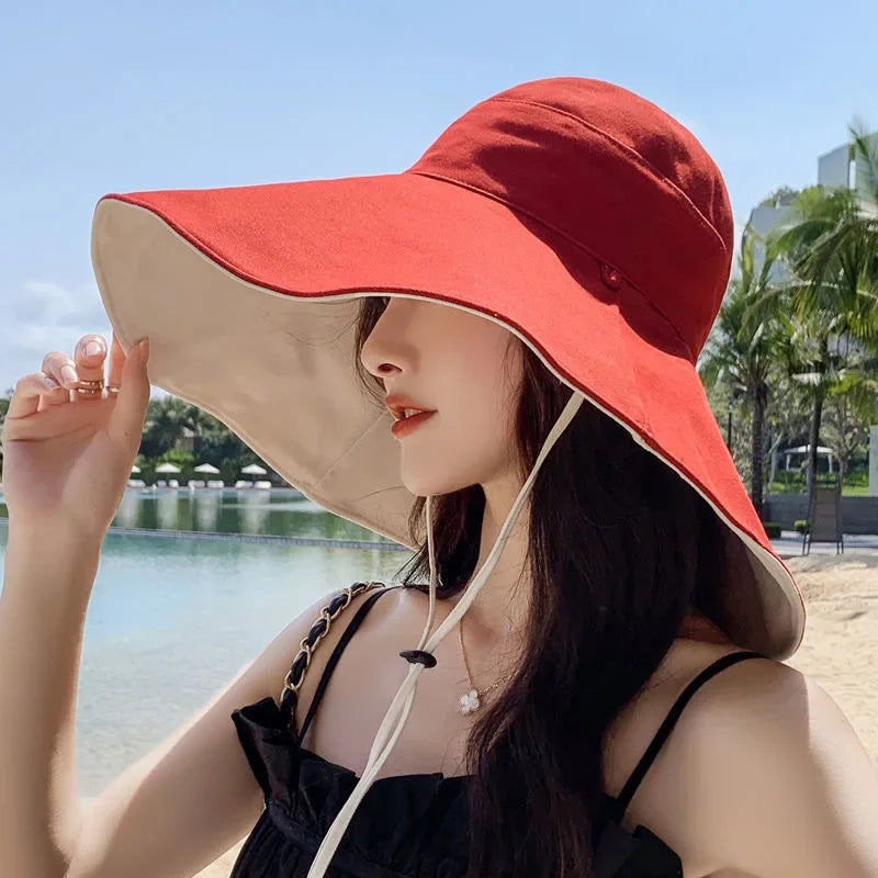 Double-Sided UPF Wide Brim Sun Hat for Women