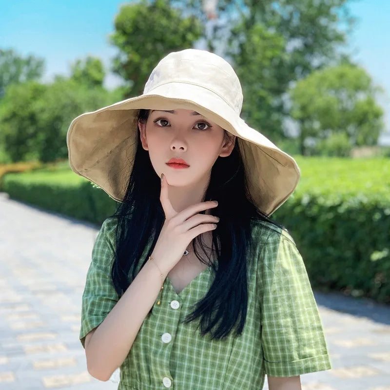 Double-Sided UPF Wide Brim Sun Hat for Women
