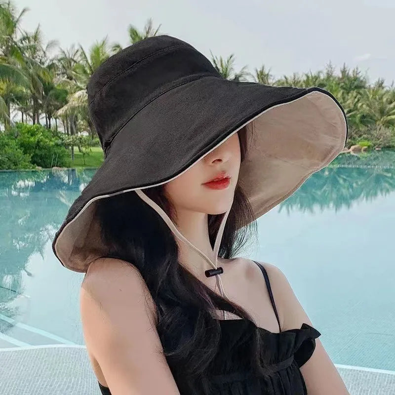 Double-Sided UPF Wide Brim Sun Hat for Women