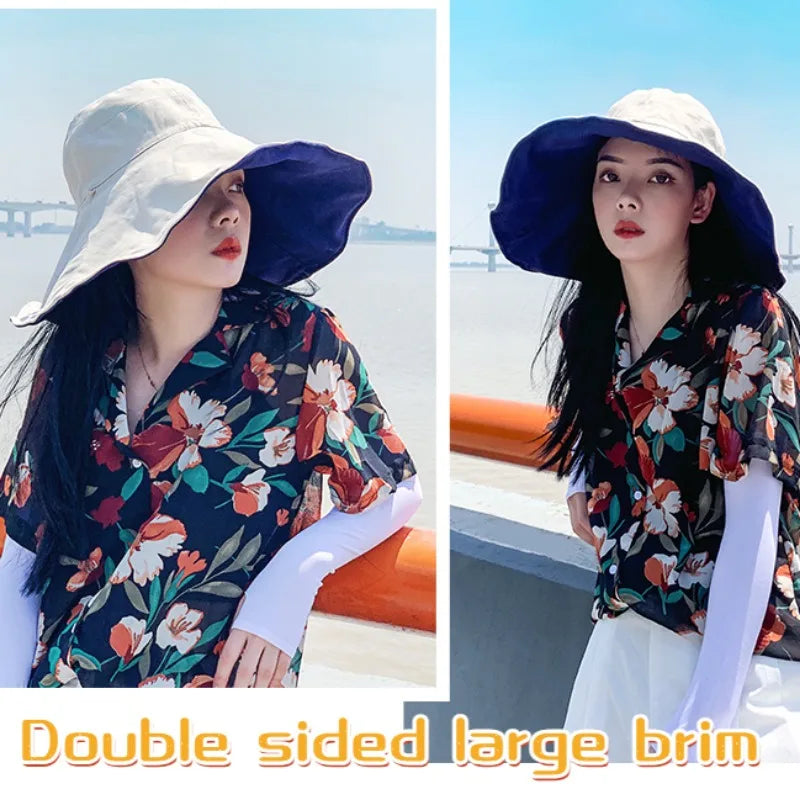 Double-Sided UPF Wide Brim Sun Hat for Women