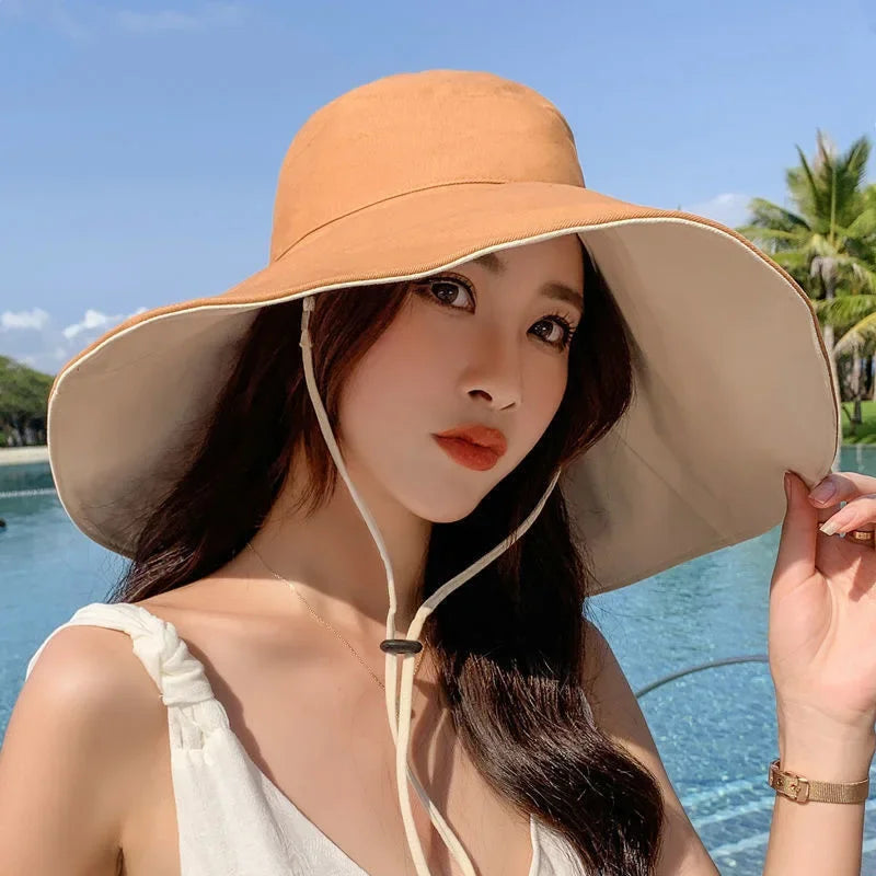 Double-Sided UPF Wide Brim Sun Hat for Women