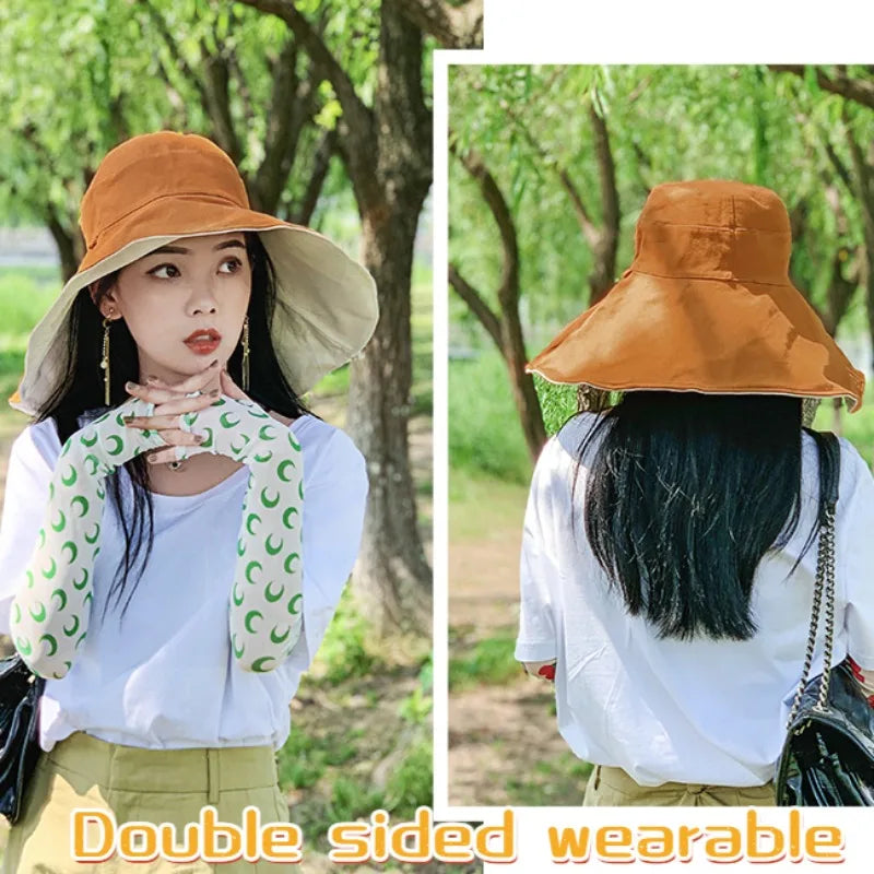 Double-Sided UPF Wide Brim Sun Hat for Women